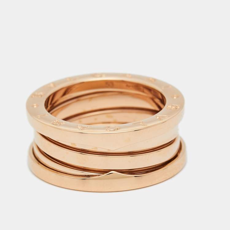 Pre Owned Bvlgari B.Zero1 18k Rose Gold 3 Band Ring Size 53