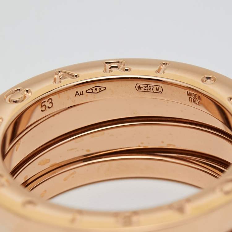 Pre Owned Bvlgari B.Zero1 18k Rose Gold 3 Band Ring Size 53