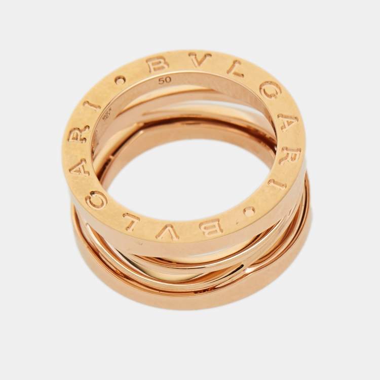 Pre Owned Bvlgari B.Zero1 18k Rose Gold Band Ring Size 50