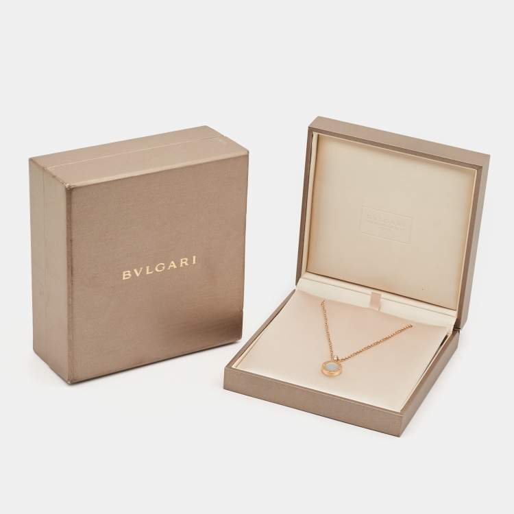 Pre Owned Bvlgari Bvlgari Bvlgari Diamonds Carnelian Mother of Pearl 18k Rose Gold Necklace