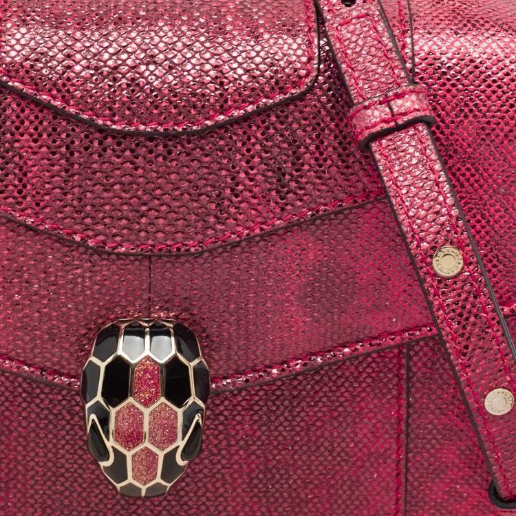 Pre Owned Bvlgari Red Karung Serpenti Forever Flap Top Handle Bag