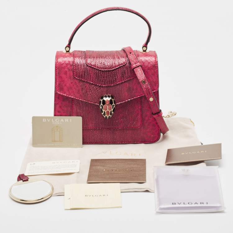 Pre Owned Bvlgari Red Karung Serpenti Forever Flap Top Handle Bag