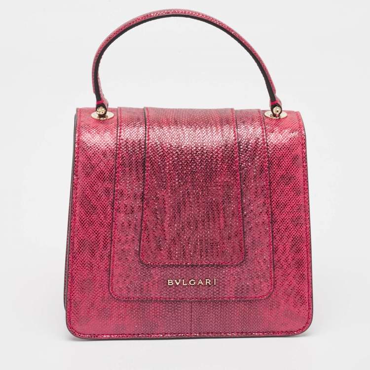 Pre Owned Bvlgari Red Karung Serpenti Forever Flap Top Handle Bag