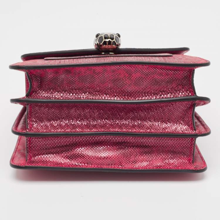 Pre Owned Bvlgari Red Karung Serpenti Forever Flap Top Handle Bag