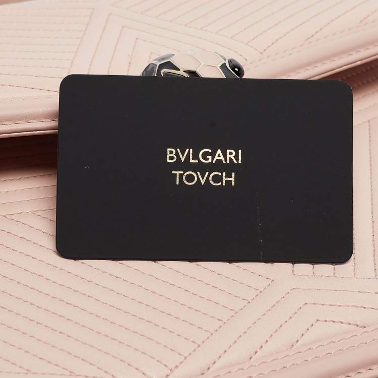 Pre Owned Bvlgari Light Pink Leather Serpenti Diamond Blast Shoulder Bag