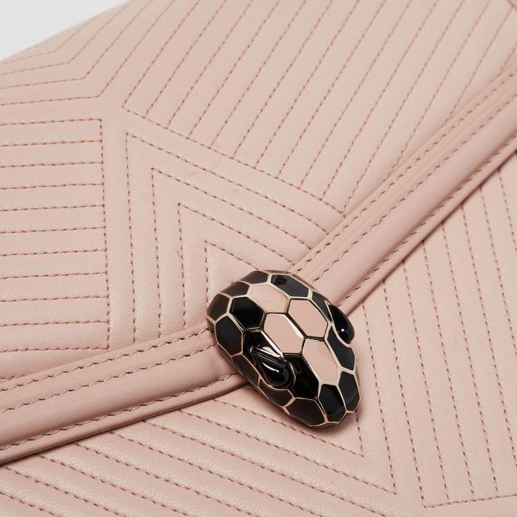Pre Owned Bvlgari Light Pink Leather Serpenti Diamond Blast Shoulder Bag