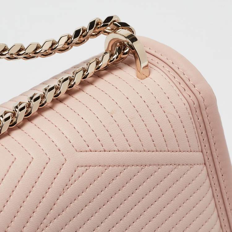 Pre Owned Bvlgari Light Pink Leather Serpenti Diamond Blast Shoulder Bag