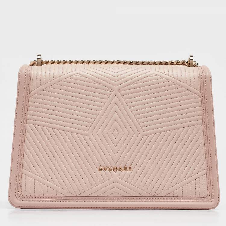 Pre Owned Bvlgari Light Pink Leather Serpenti Diamond Blast Shoulder Bag