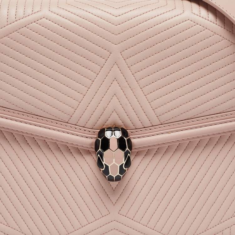 Pre Owned Bvlgari Light Pink Leather Serpenti Diamond Blast Shoulder Bag