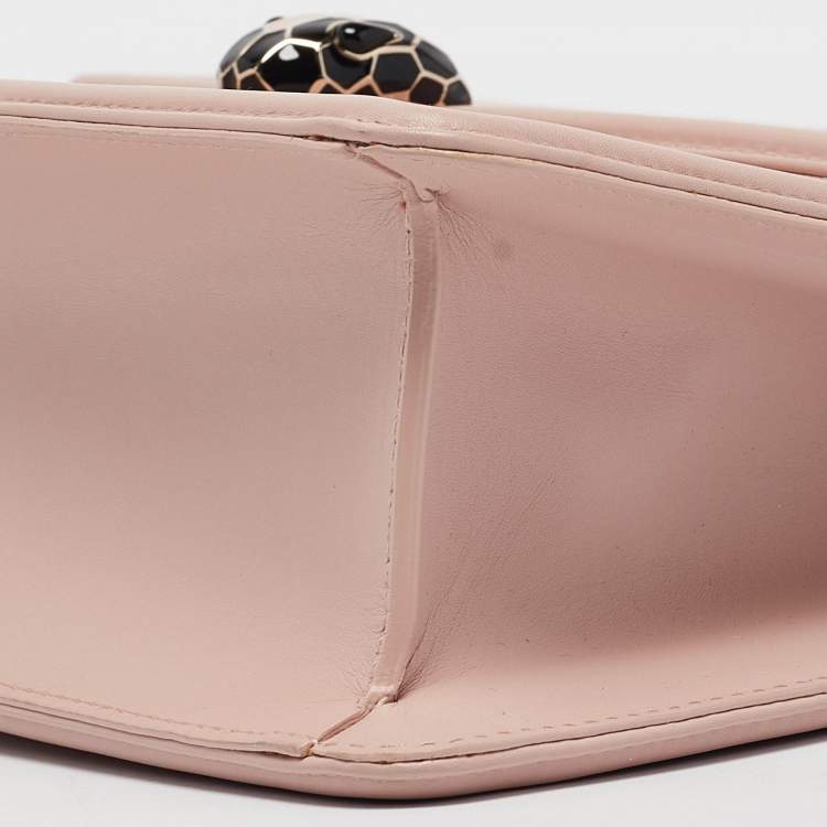 Pre Owned Bvlgari Light Pink Leather Serpenti Diamond Blast Shoulder Bag