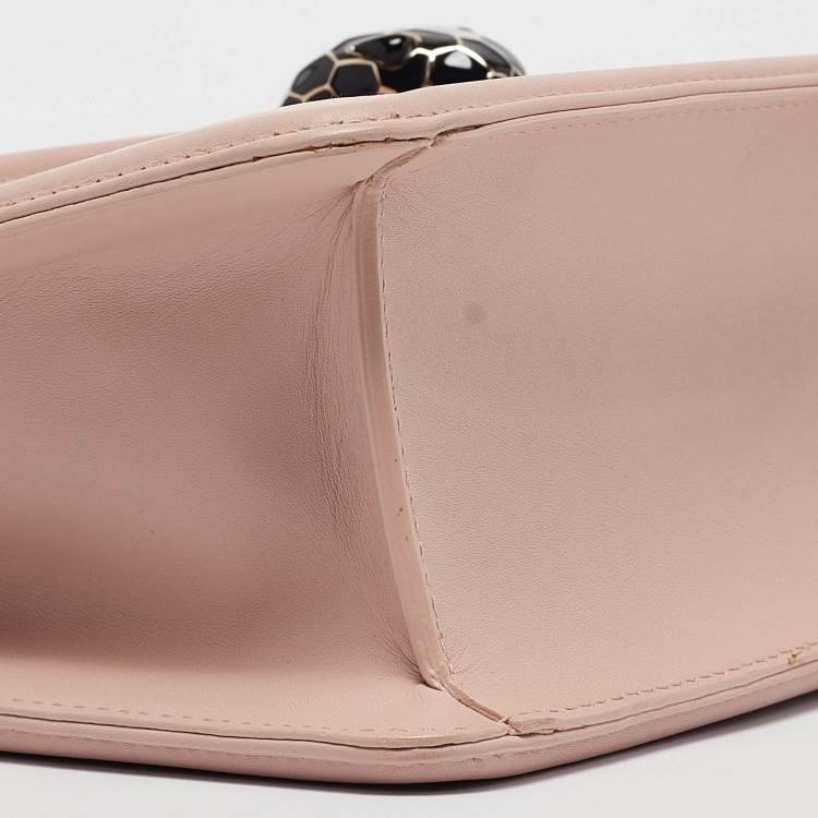 Pre Owned Bvlgari Light Pink Leather Serpenti Diamond Blast Shoulder Bag
