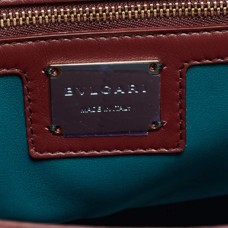 Pre Owned Bvlgari Red Quilted Leather Serpenti Cabochon Shoulder Bag