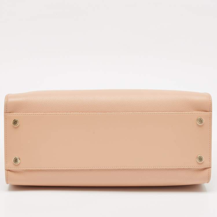 Pre Owned Bvlgari Dusty Pink Leather Logo Tote