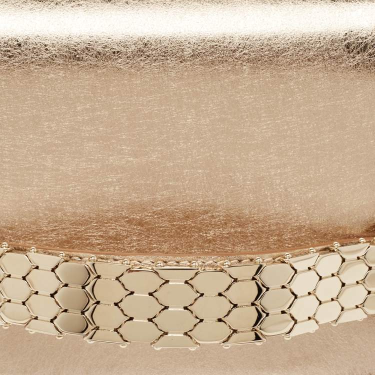 Pre Owned Bvlgari Gold Leather Cocktail Clutch