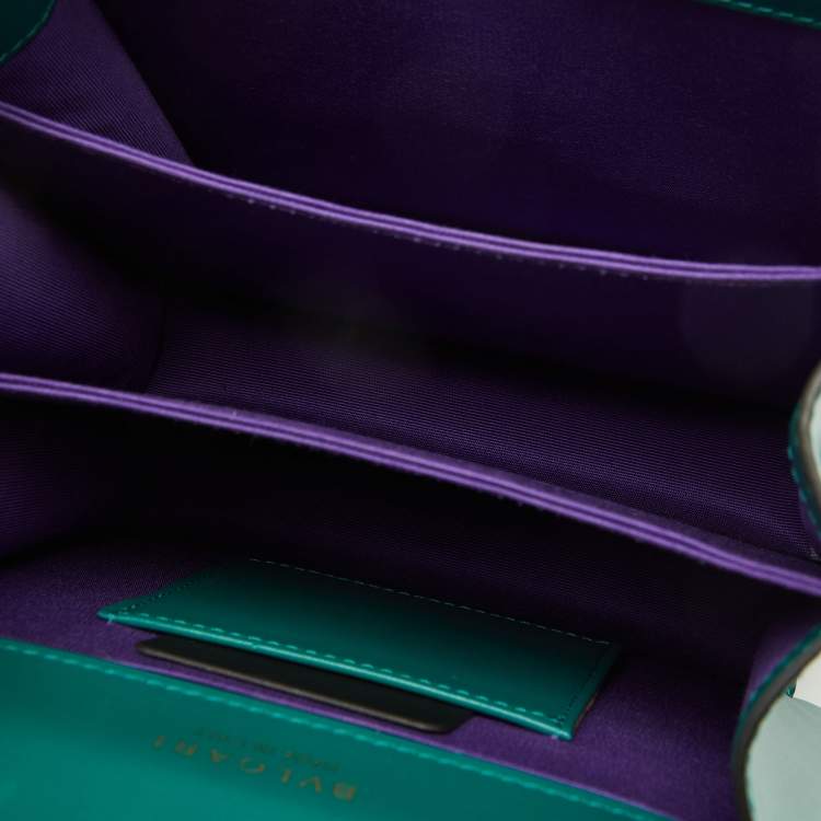 Pre Owned Bvlgari Green Leather Serpenti Forever Top Handle Bag