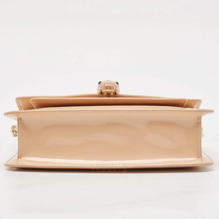 Pre Owned Bvlgari Beige Leather Serpenti Forever East West Shoulder Bag