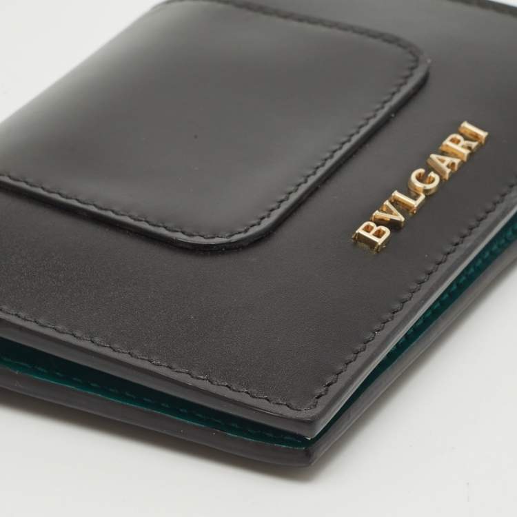 Pre Owned Bvlgari Black Leather Serpenti Forever Bifold Card Case
