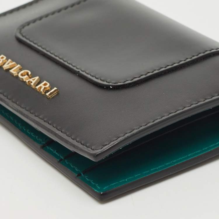 Pre Owned Bvlgari Black Leather Serpenti Forever Bifold Card Case