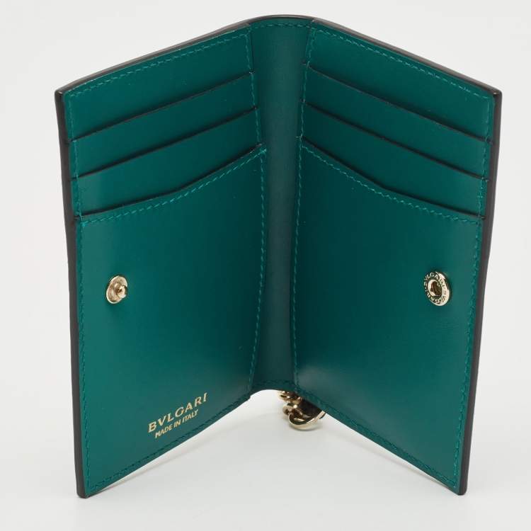Pre Owned Bvlgari Black Leather Serpenti Forever Bifold Card Case