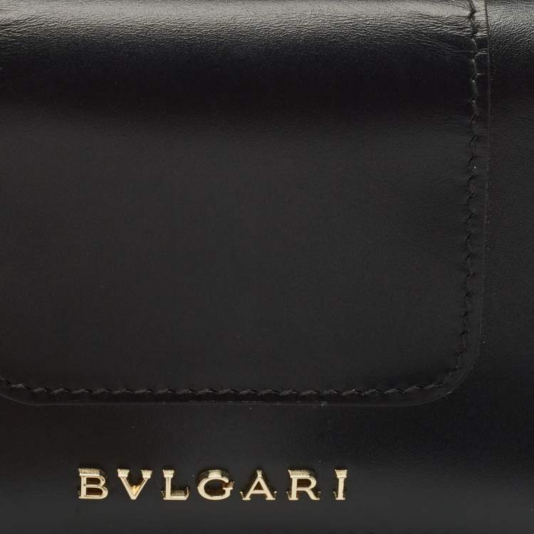 Pre Owned Bvlgari Black Leather Serpenti Forever Bifold Card Case