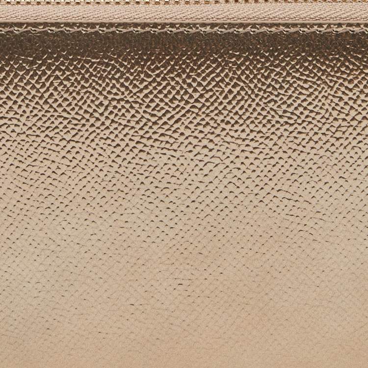 Pre Owned Bvlgari Bronze Leather Zip Continental Wallet