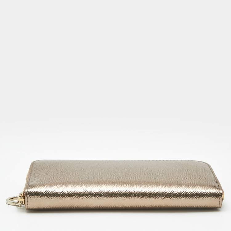 Pre Owned Bvlgari Bronze Leather Zip Continental Wallet