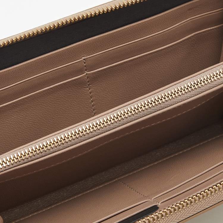 Pre Owned Bvlgari Bronze Leather Zip Continental Wallet