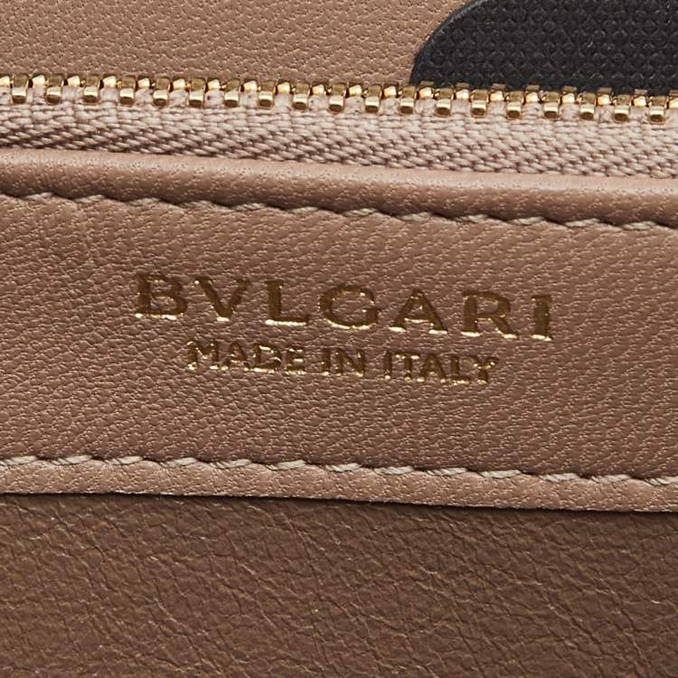 Pre Owned Bvlgari Bronze Leather Zip Continental Wallet