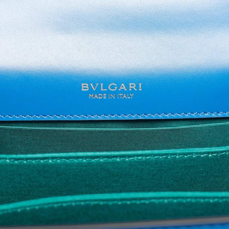 Pre Owned Bvlgari Blue Leather Serpenti Forever Small Top Handle Bag