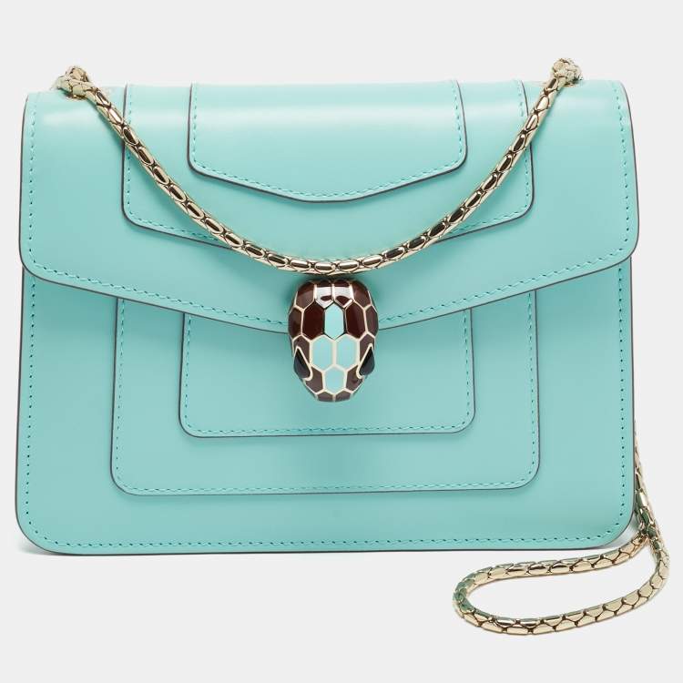 مملوكة مسبقًا Bvlgari Serpenti Forever Small Seafoam Green Leather Shoulder Bag