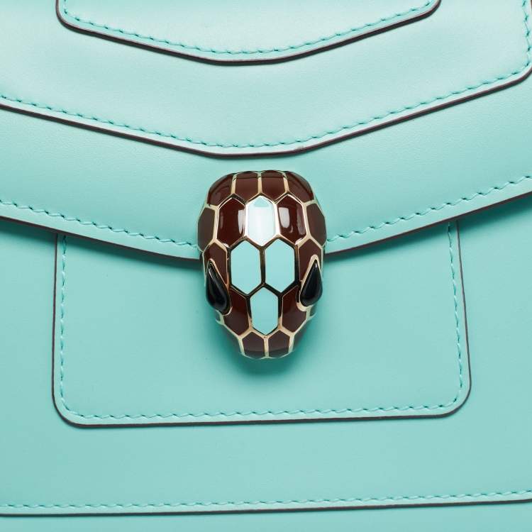 مملوكة مسبقًا Bvlgari Serpenti Forever Small Seafoam Green Leather Shoulder Bag