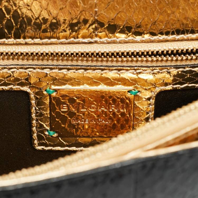 Pre Owned Bvlgari Serpenti Forever Medium Tricolor Chevron Beaded Ayers Leather Shoulder Bag