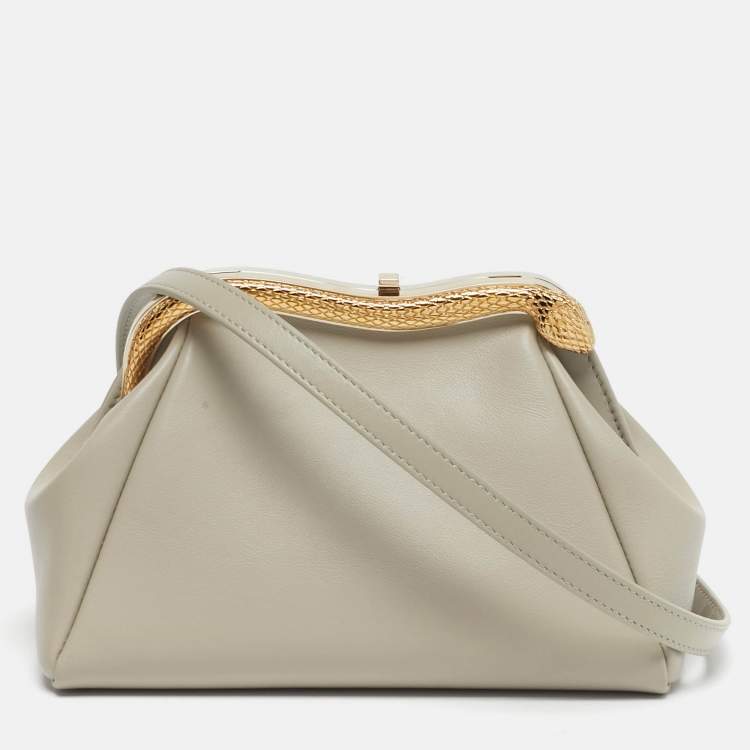 Pre Owned Bvlgari Serpenti Small Beige Leather Pouch