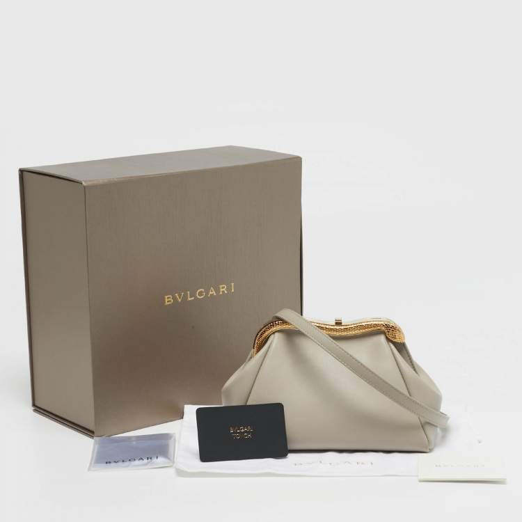 Pre Owned Bvlgari Serpenti Small Beige Leather Pouch