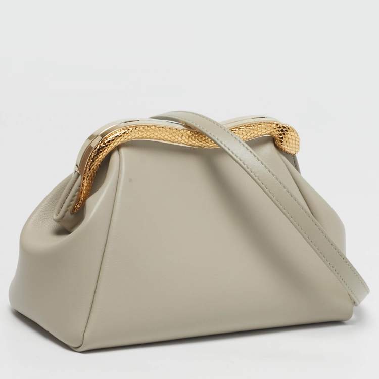 Pre Owned Bvlgari Serpenti Small Beige Leather Pouch