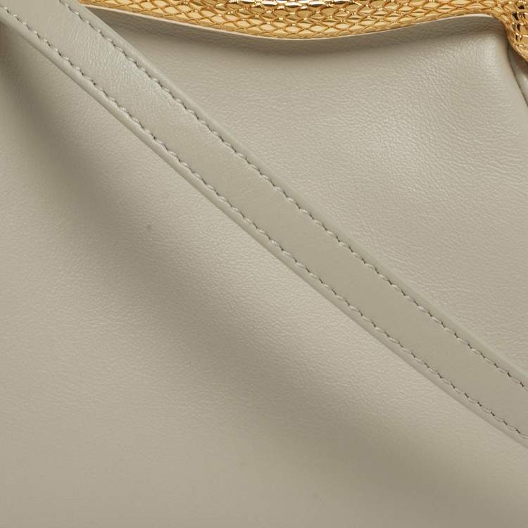 Pre Owned Bvlgari Serpenti Small Beige Leather Pouch