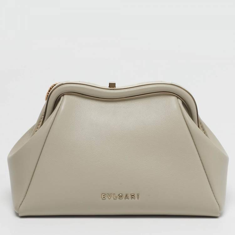 Pre Owned Bvlgari Serpenti Small Beige Leather Pouch