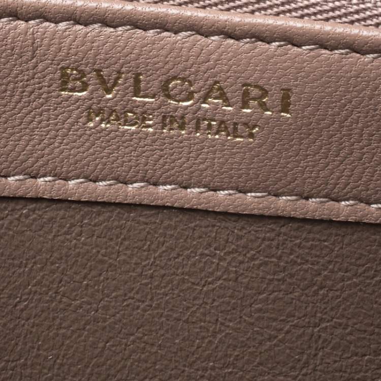 Pre Owned Bvlgari Metallic Bronze Leather Zip Around Wallet