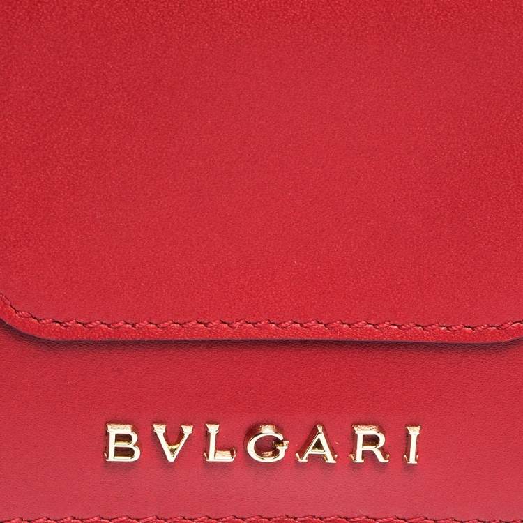 Pre Owned Bvlgari Red Leather Serpenti Forever Bifold Card Holder