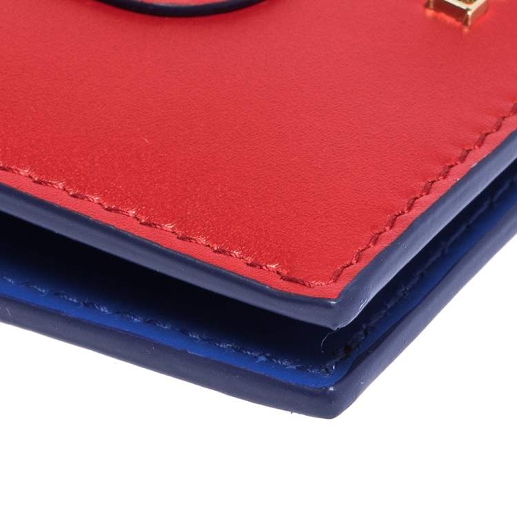 Pre Owned Bvlgari Red Leather Serpenti Forever Bifold Card Holder