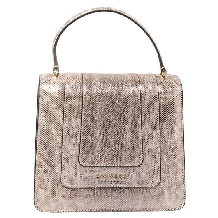 Pre Owned Bvlgari Metallic Pink Karung Serpenti Forever Top Handle Bag