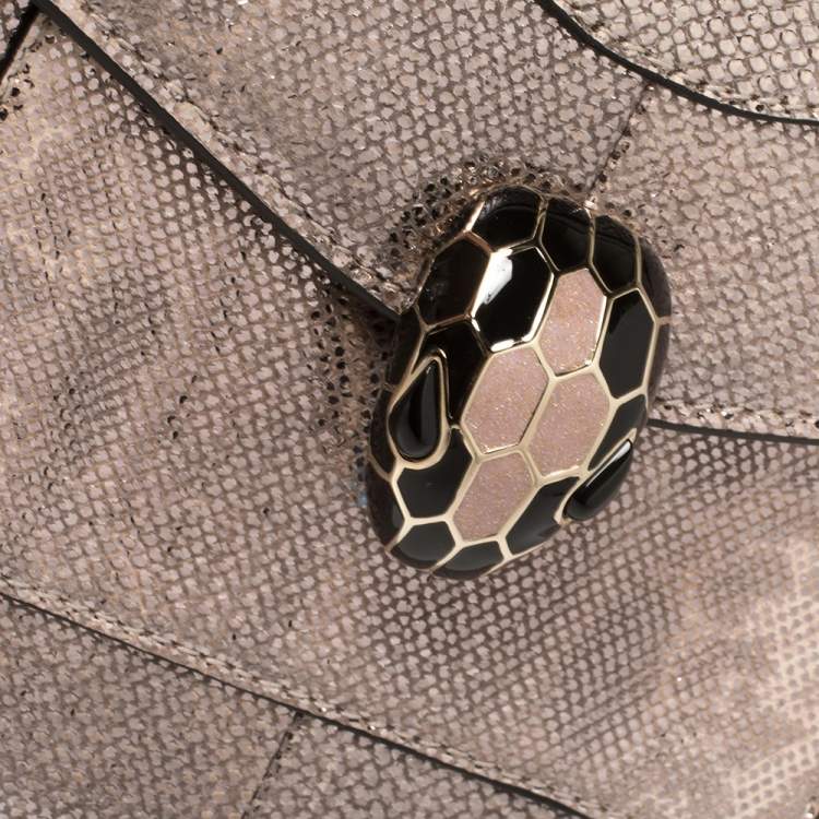 Pre Owned Bvlgari Metallic Pink Karung Serpenti Forever Top Handle Bag