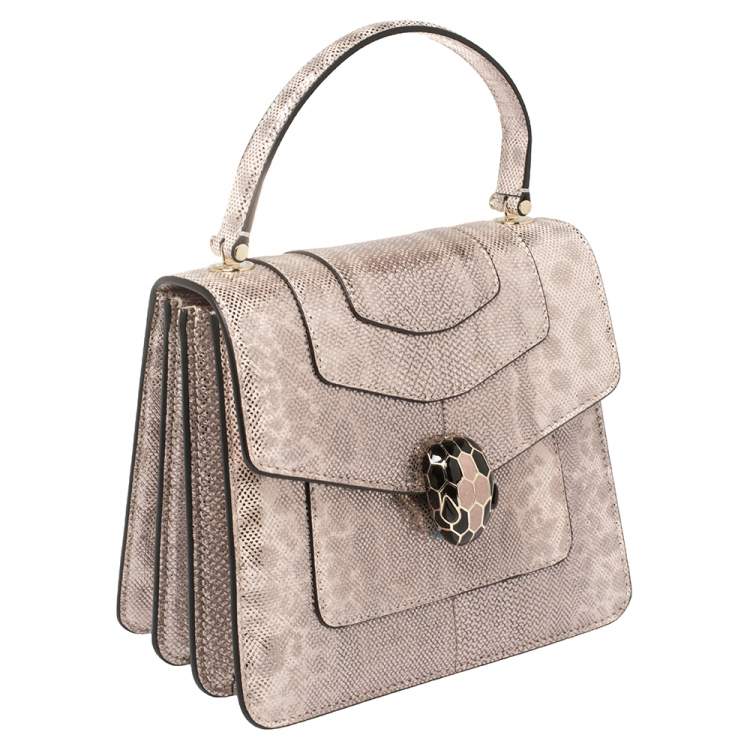 Pre Owned Bvlgari Metallic Pink Karung Serpenti Forever Top Handle Bag