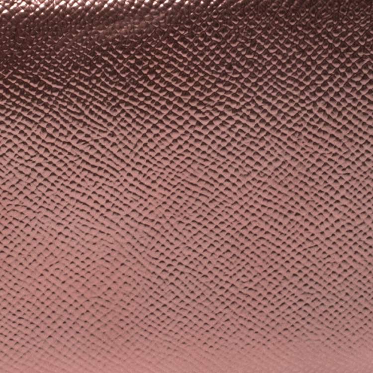 Pre Owned Bvlgari Metallic Pink Leather Zip Around Wallet