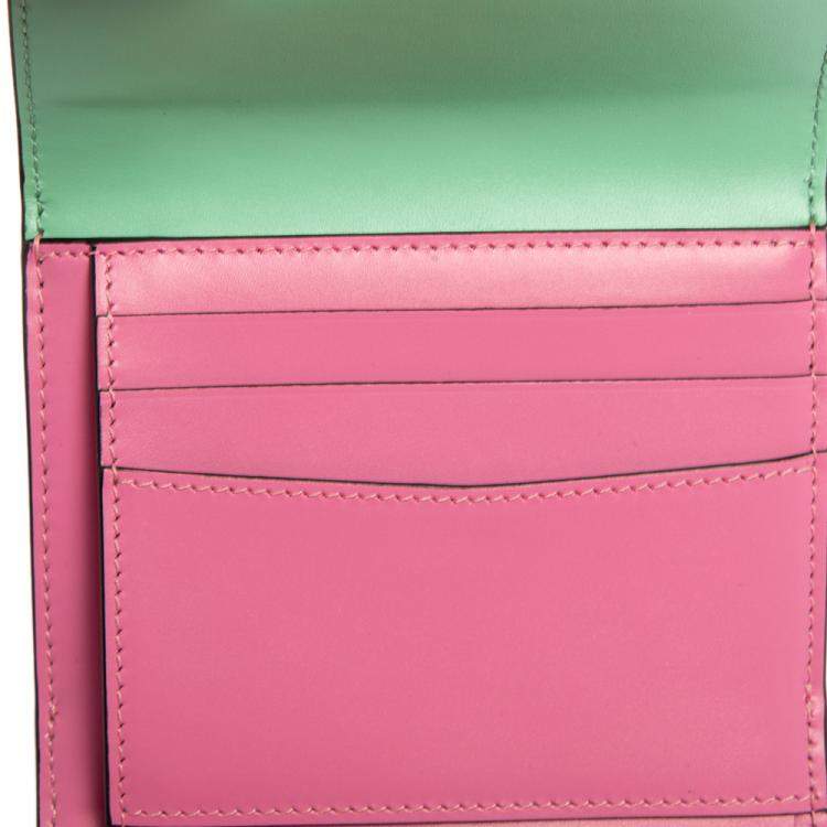 Pre Owned Bvlgari Mint Green Leather Serpenti Forever Trifold Wallet