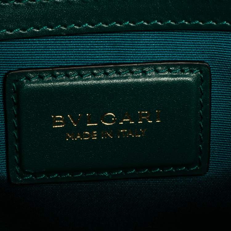 Pre Owned Bvlgari Green Leather Medium Serpenti Forever Flap Shoulder Bag
