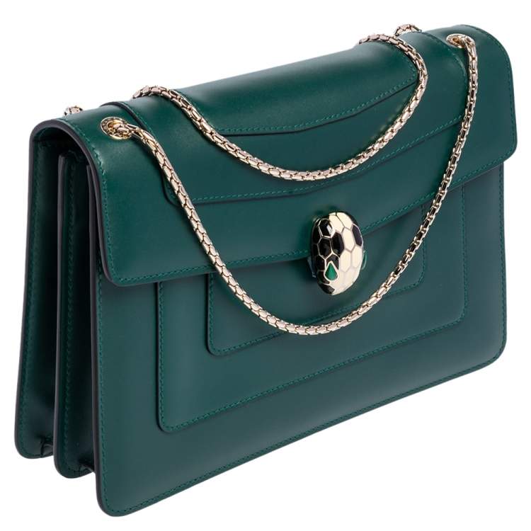 Bvlgari Green Leather Medium Serpenti Forever Flap Shoulder Bag Bvlgari ...