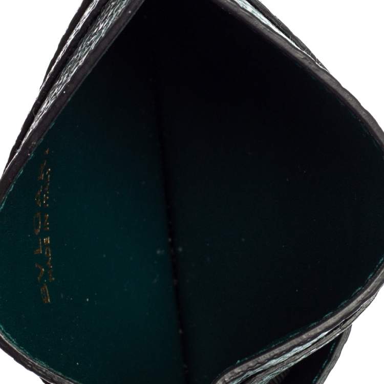 Pre Owned Bvlgari Metallic Green Karung Serpenti Forever Card Holder 