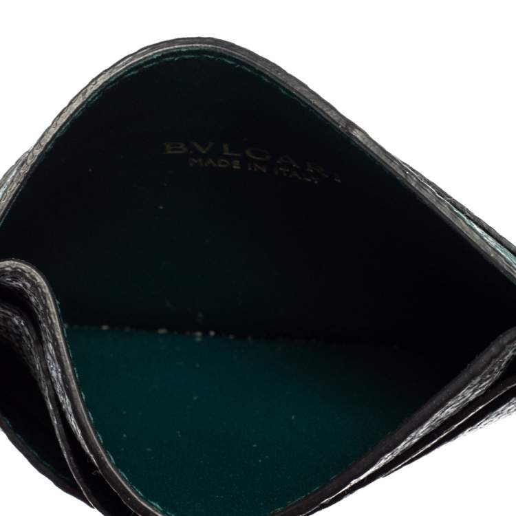 Pre Owned Bvlgari Metallic Green Karung Serpenti Forever Card Holder 