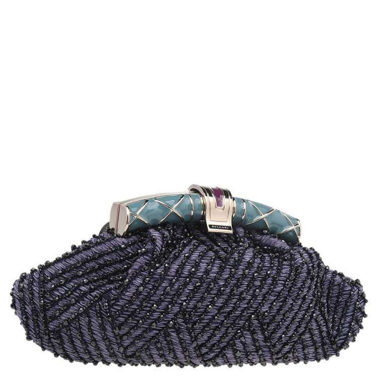 Pre Owned Bvlgari Multicolour Beaded Satin Clutch